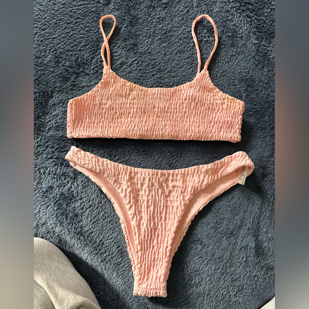 Light pink smocked bikini size small